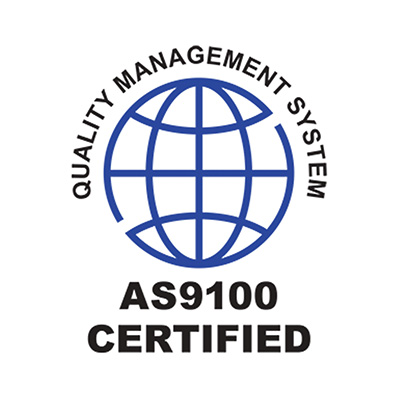 Quality Management System AS9100 certified badge for Advantage Manufacturing in Colorado Springs, CO, USA.